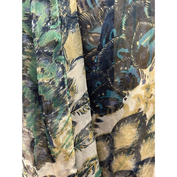 Blue Multicolor Floral Chiffon Scarf 20” X 72” - Picture 2 of 3